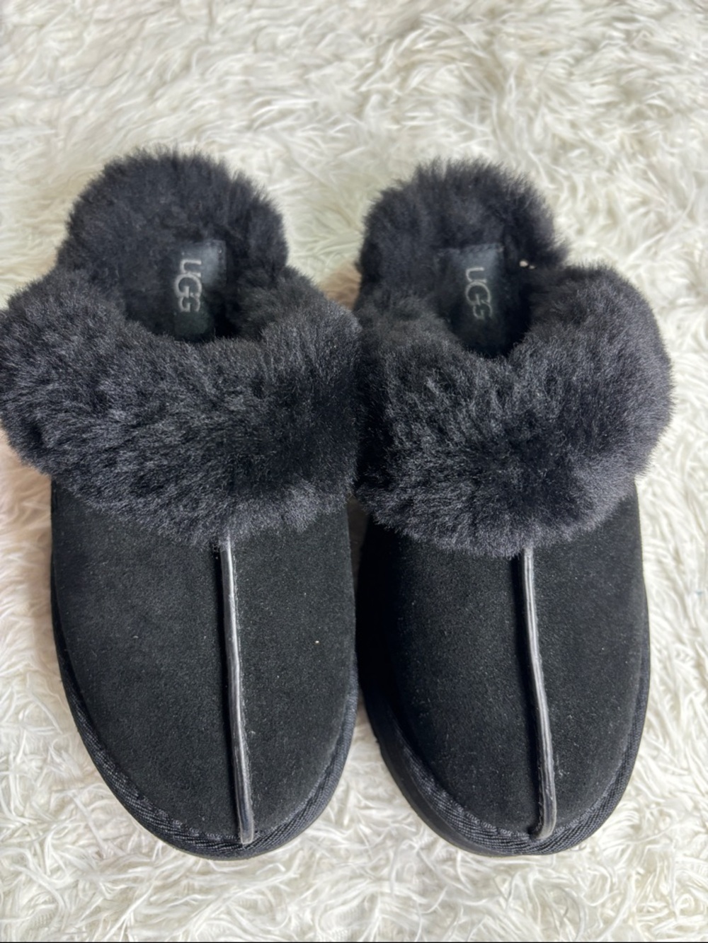 UGG DISQUETTE PLATFORM SLIPPER WOMENS SUEDE/WOOL SLIDE SANDAL BLACK - Picture 2 of 9